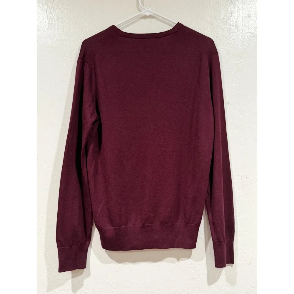 Banana Republic Luxury Blend Silk Cotton Cashmere V-Neck Sweater Burgundy Mens M